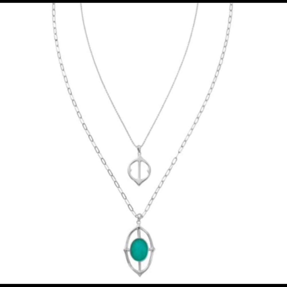 Stella & Dot Silver Necklace w/ Aqua Quartz Stone